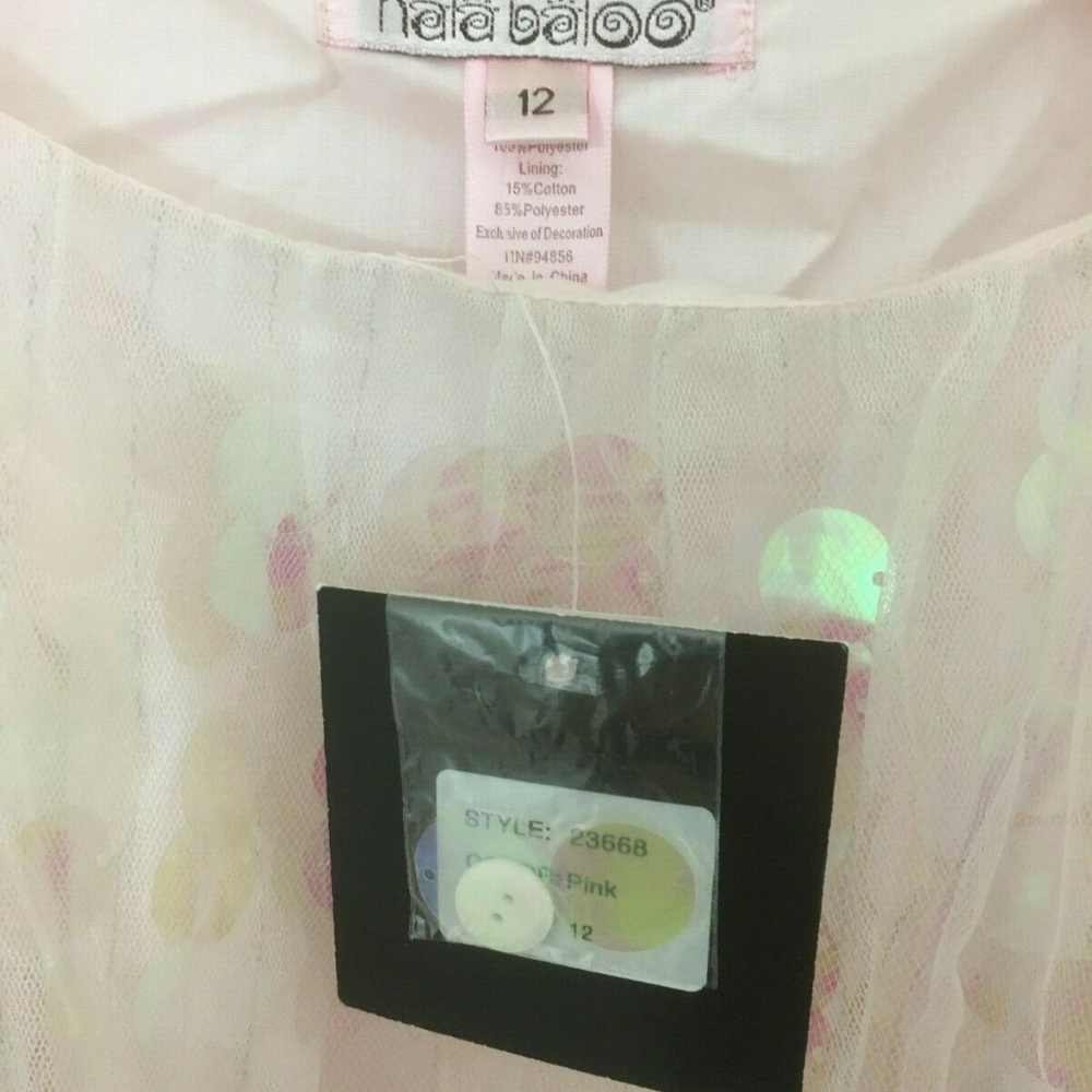 Halabaloo Pink Tulle Metallic Sequin Dress Girl 12 - Picture 4 of 6